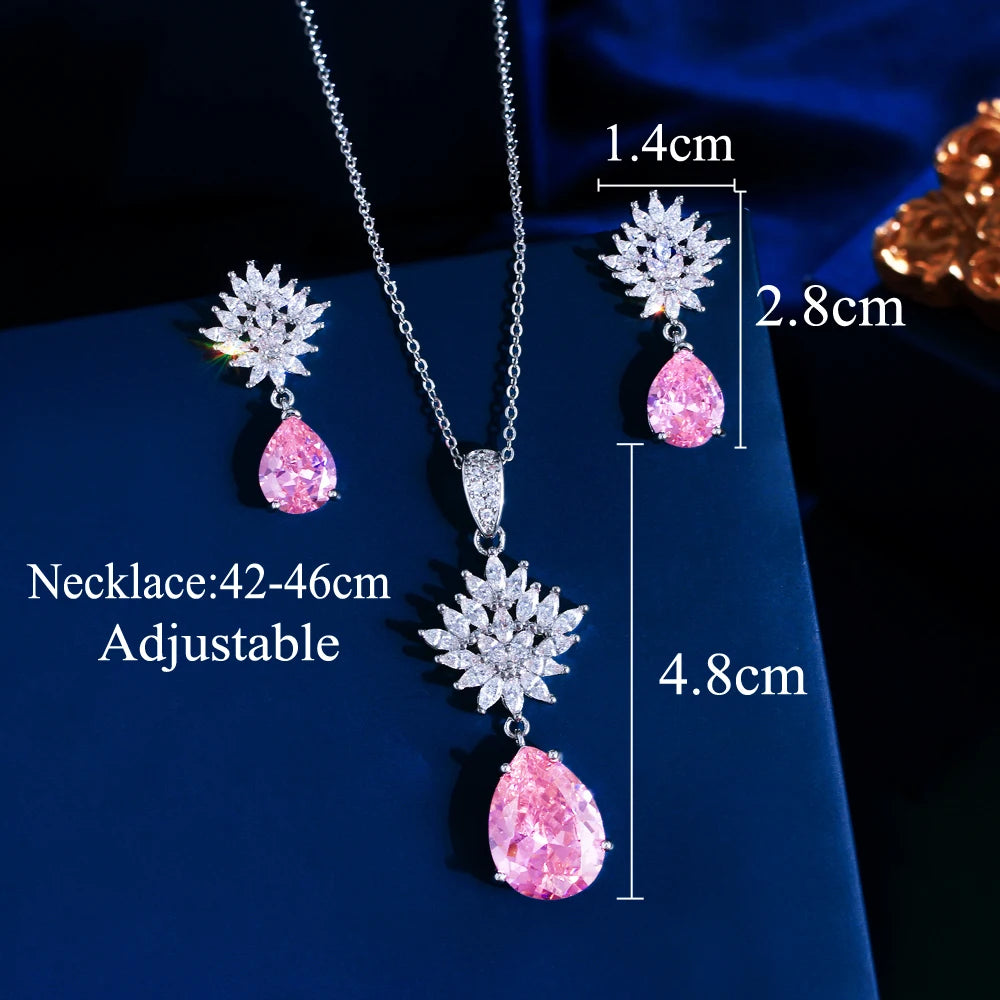 Pear Cut Cubic Zircon Pendant Set