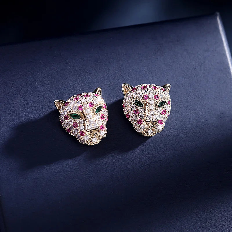 Custom Gemstone Leopard Earrings