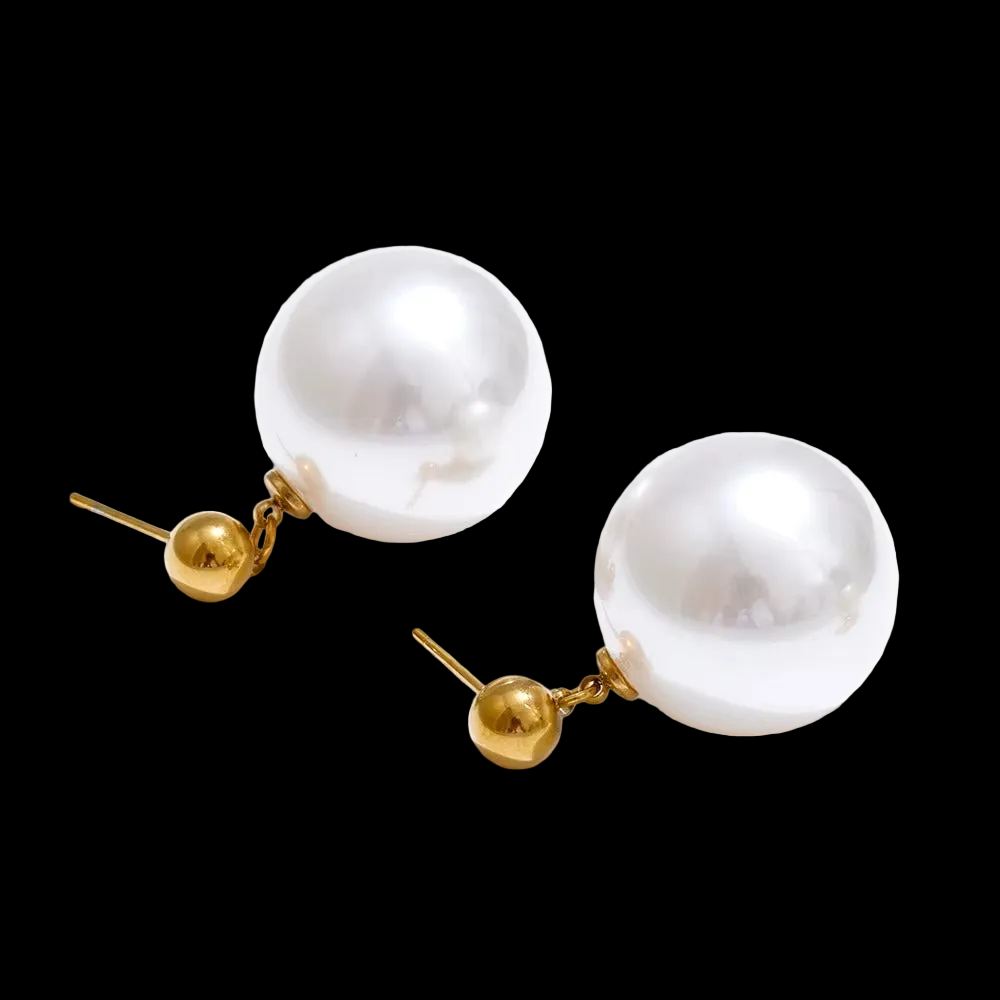 Big Pearl Gold Plated Earrings