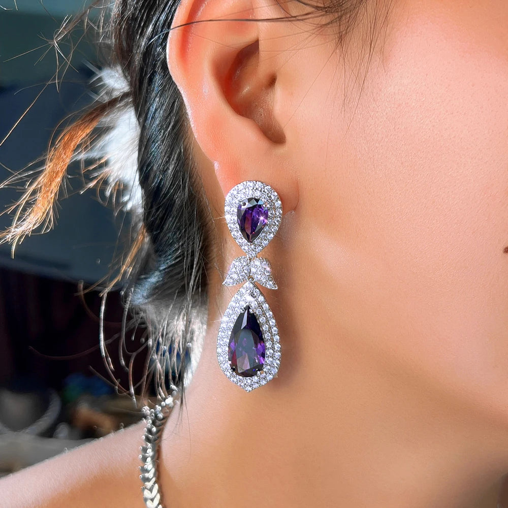 Waterdrop Purple Dangle Earrings