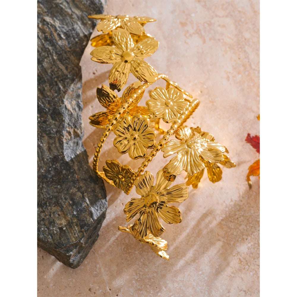 Floral 18K Gold Plated Wrist Jewelry
