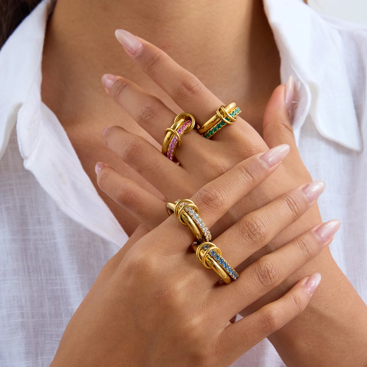 Colorful Zircon Stacking Ring
