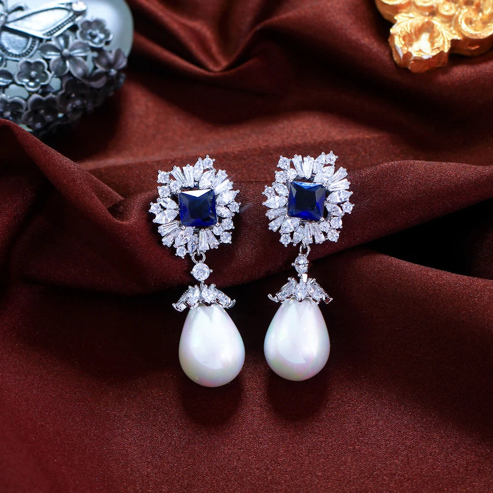 Royal Blue Zircon Drop Earring