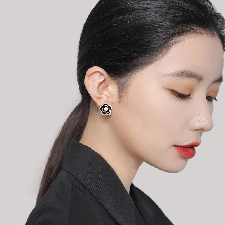 Korean Fashion Camellia Stud Earrings
