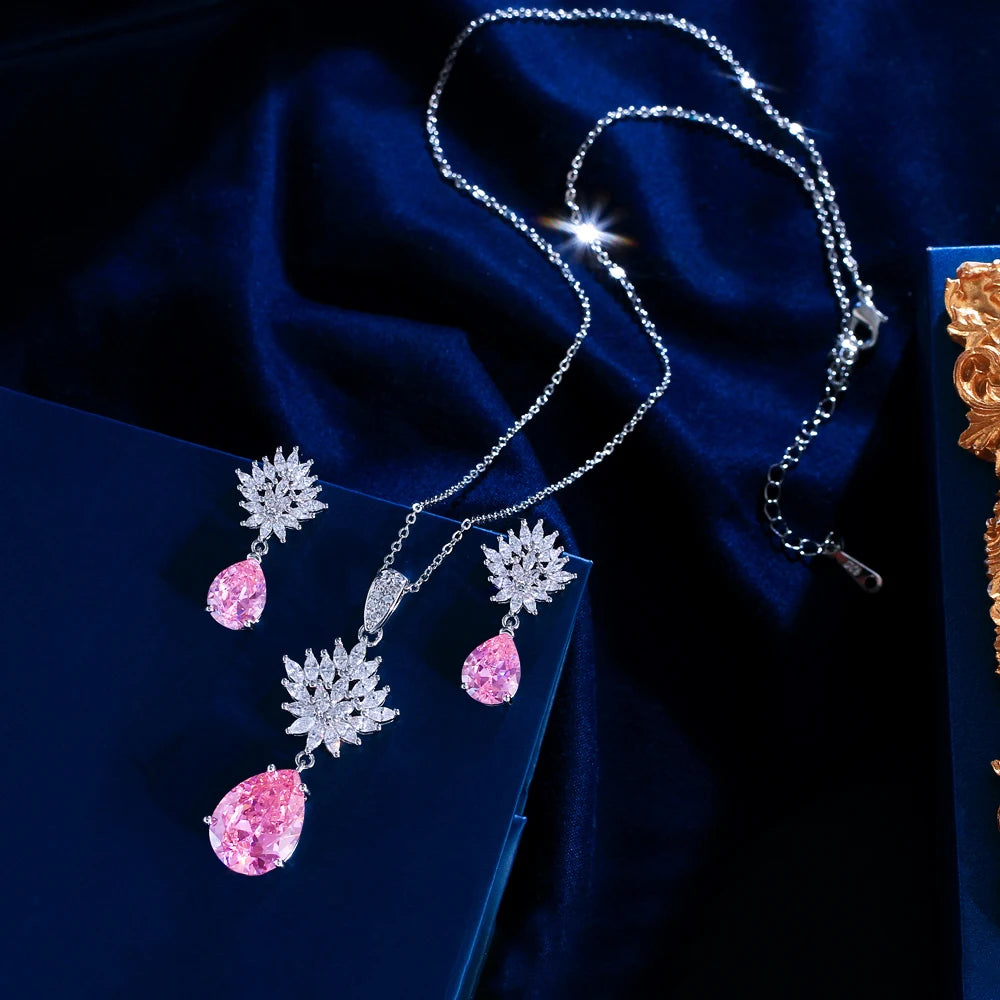 Pear Cut Cubic Zircon Pendant Set