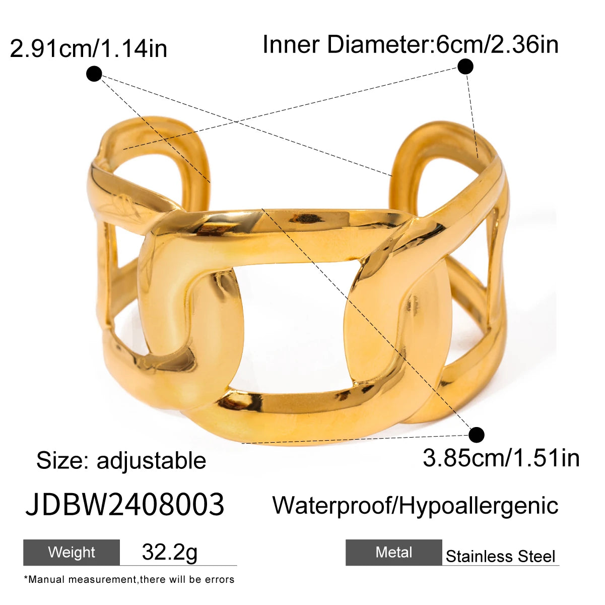 Oval Wrapped High Polished Chain Bracelet