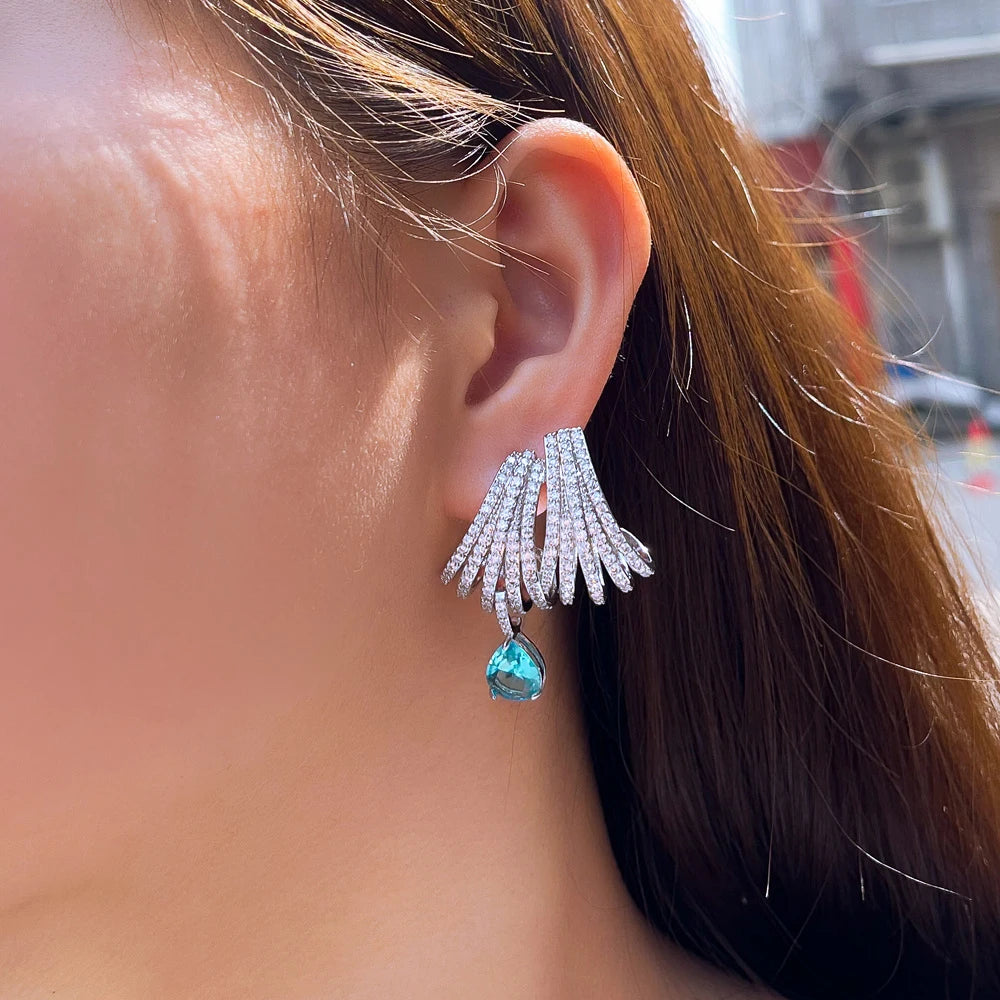 Multi Layer Heavy Stone Drop Earrings