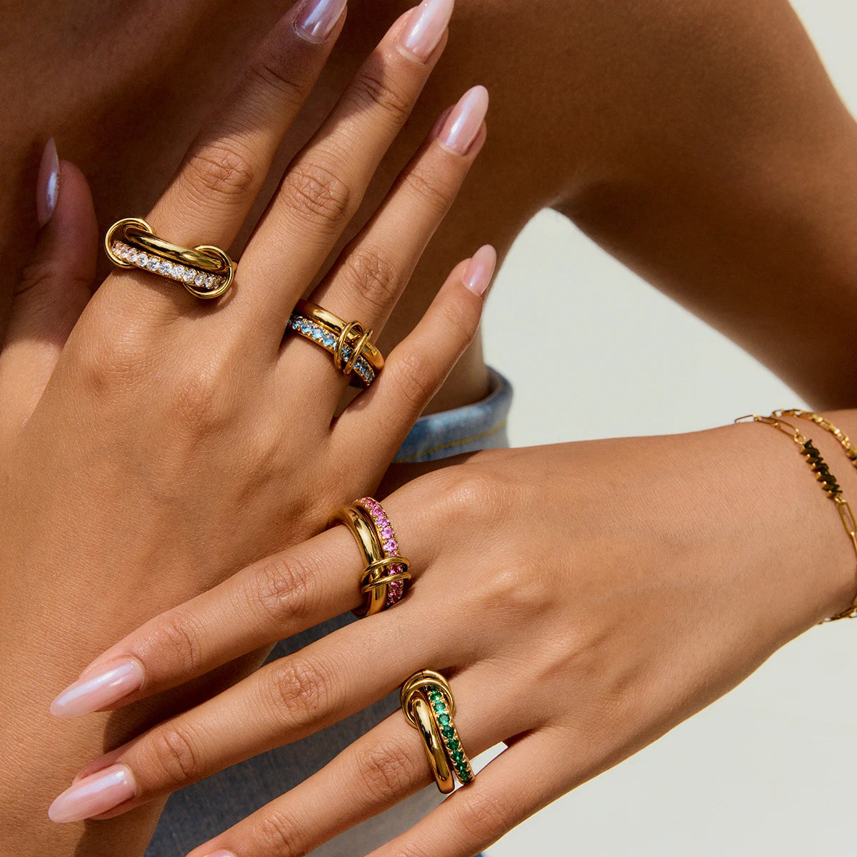 Colorful Zircon Stacking Ring