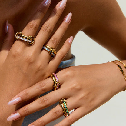 Colorful Zircon Stacking Ring