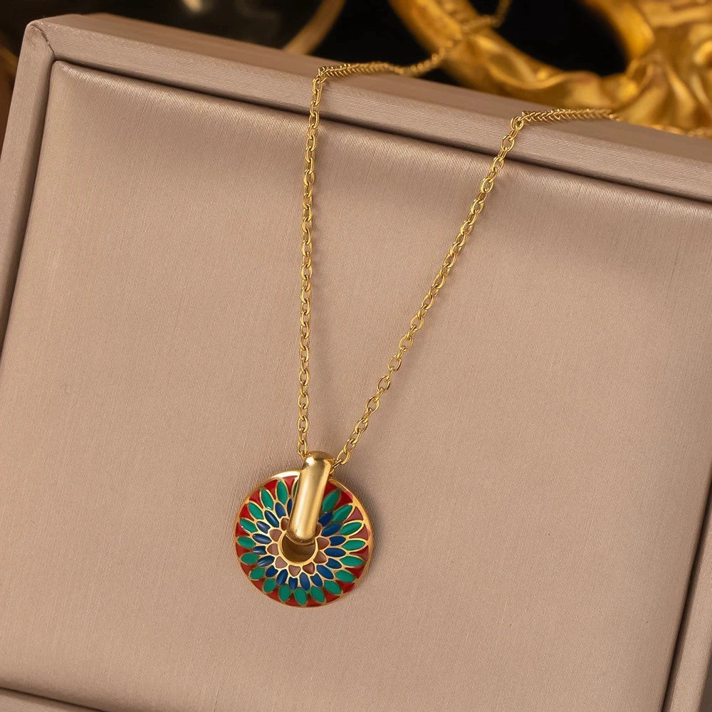 Handpainted 18K TieDie Pendant Set
