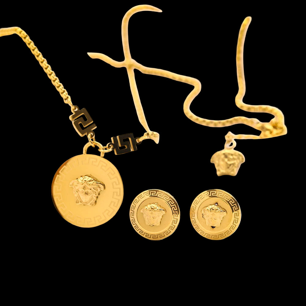 Versace 18k Gold Plated Pendant Set