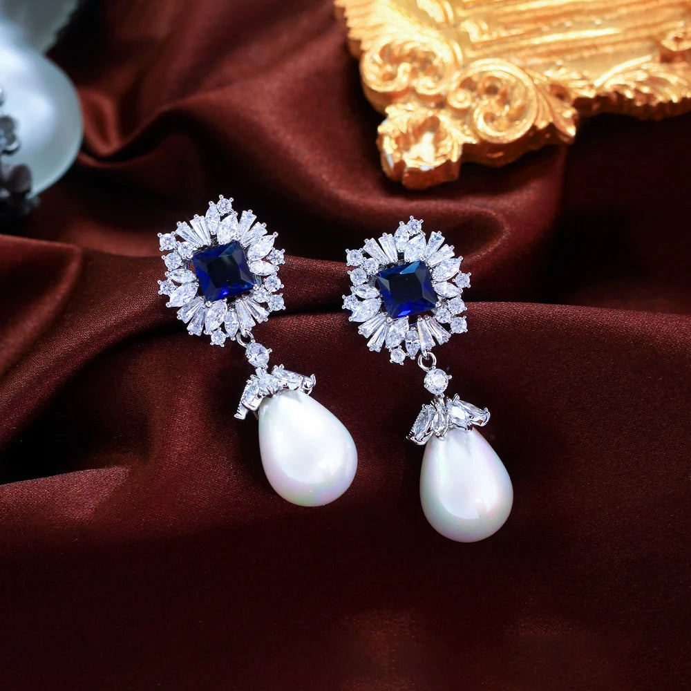 Royal Blue Zircon Drop Earring