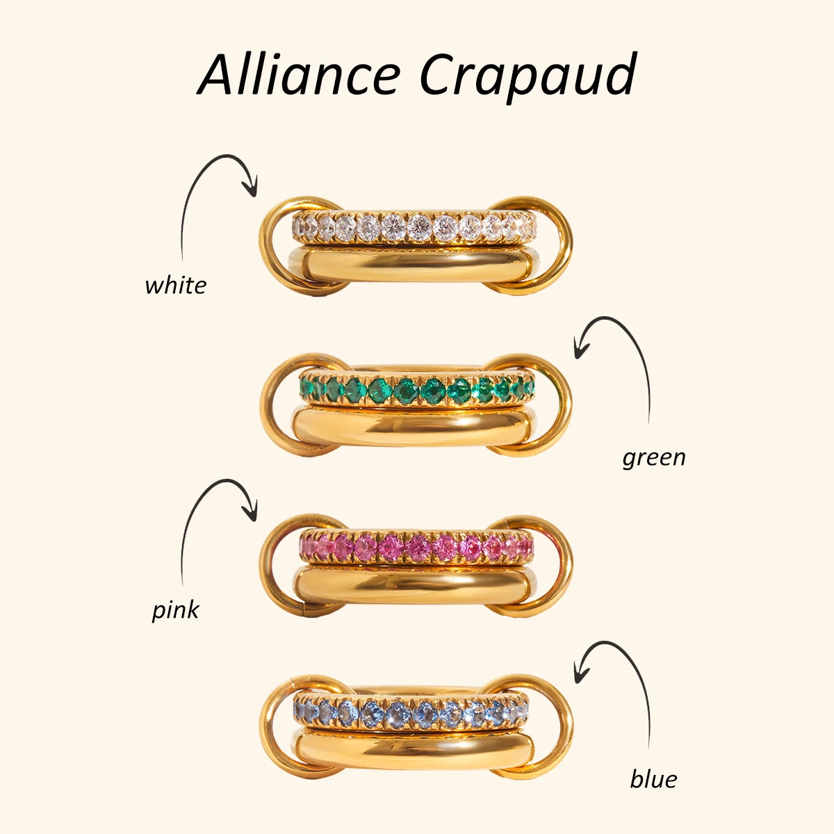 Colorful Zircon Stacking Ring