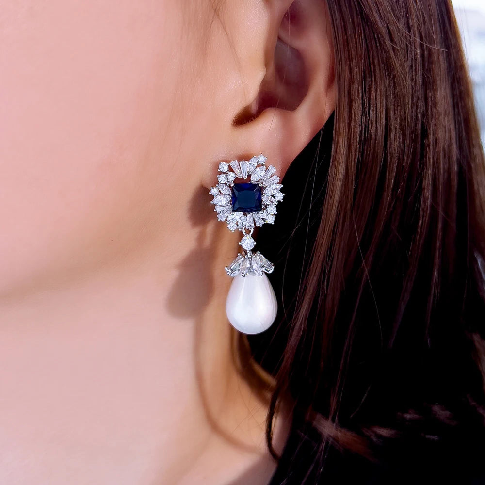 Royal Blue Zircon Drop Earring