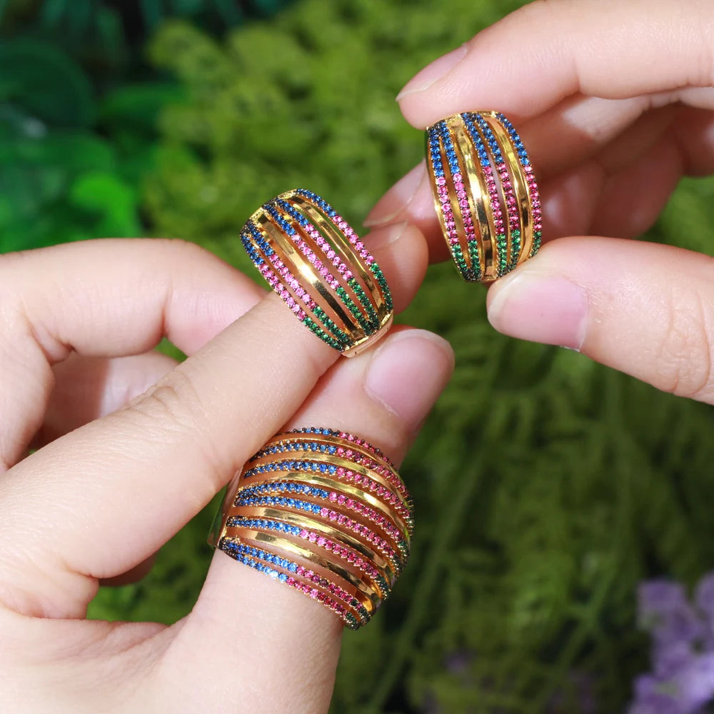 Multicolor Earrings and Ring