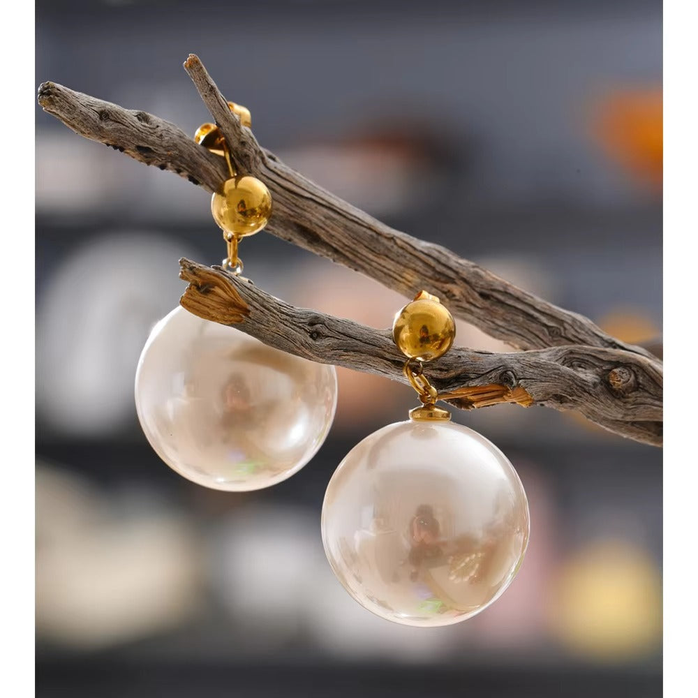 Big Pearl Gold Plated Earrings
