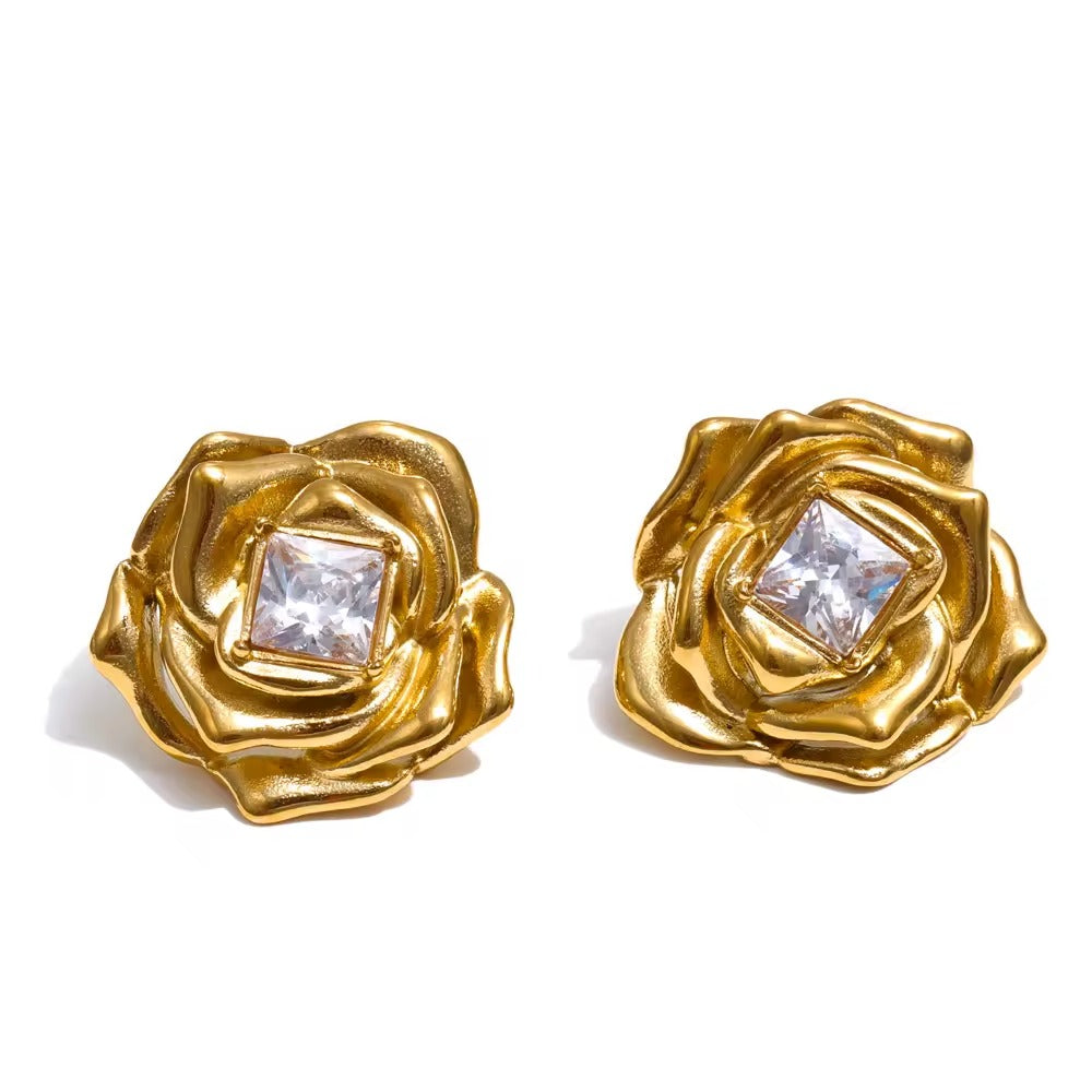 Gold Plated Rose Pendant Set