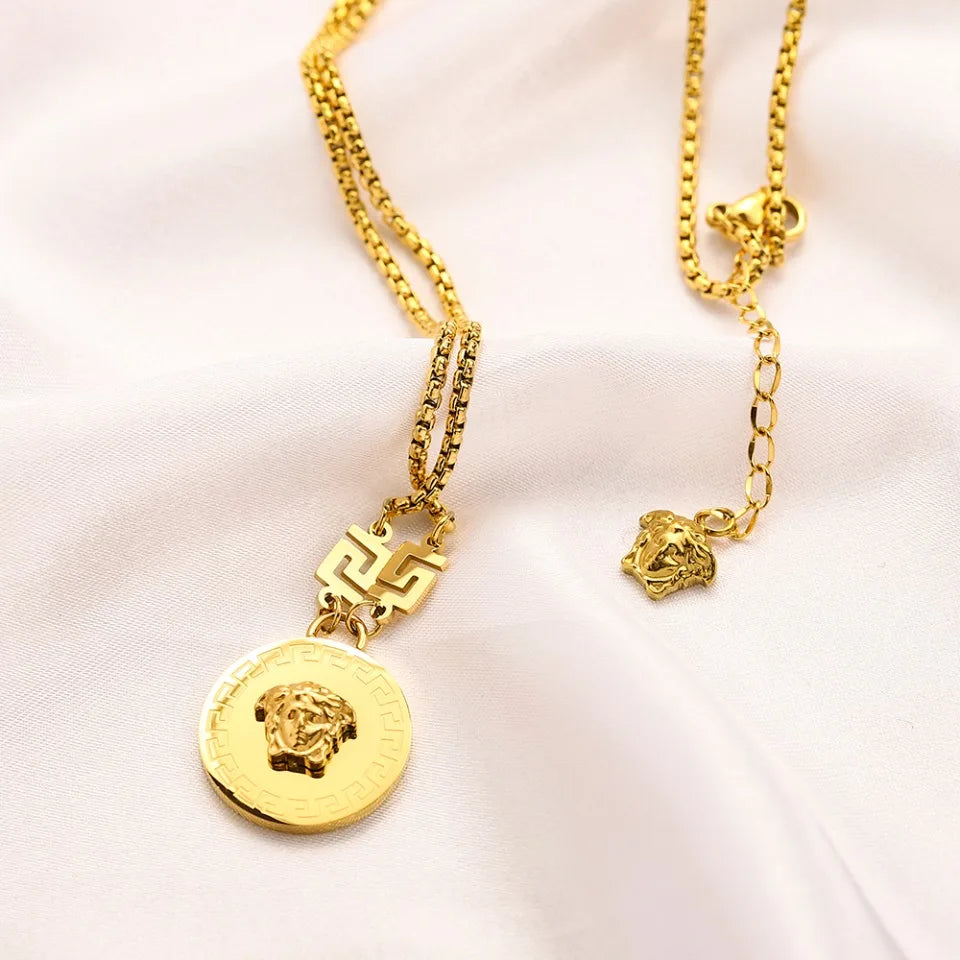 Versace 18k Gold Plated Pendant Set