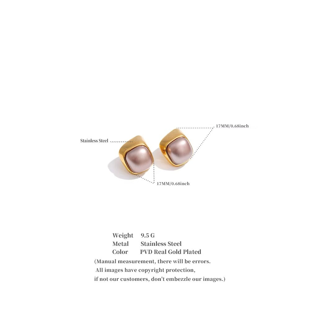 Chunky Gold Pearl Stud Earrings