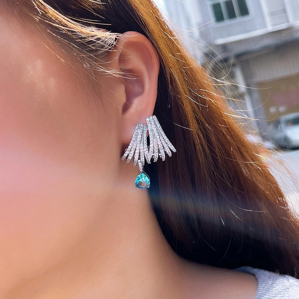 Multi Layer Heavy Stone Drop Earrings