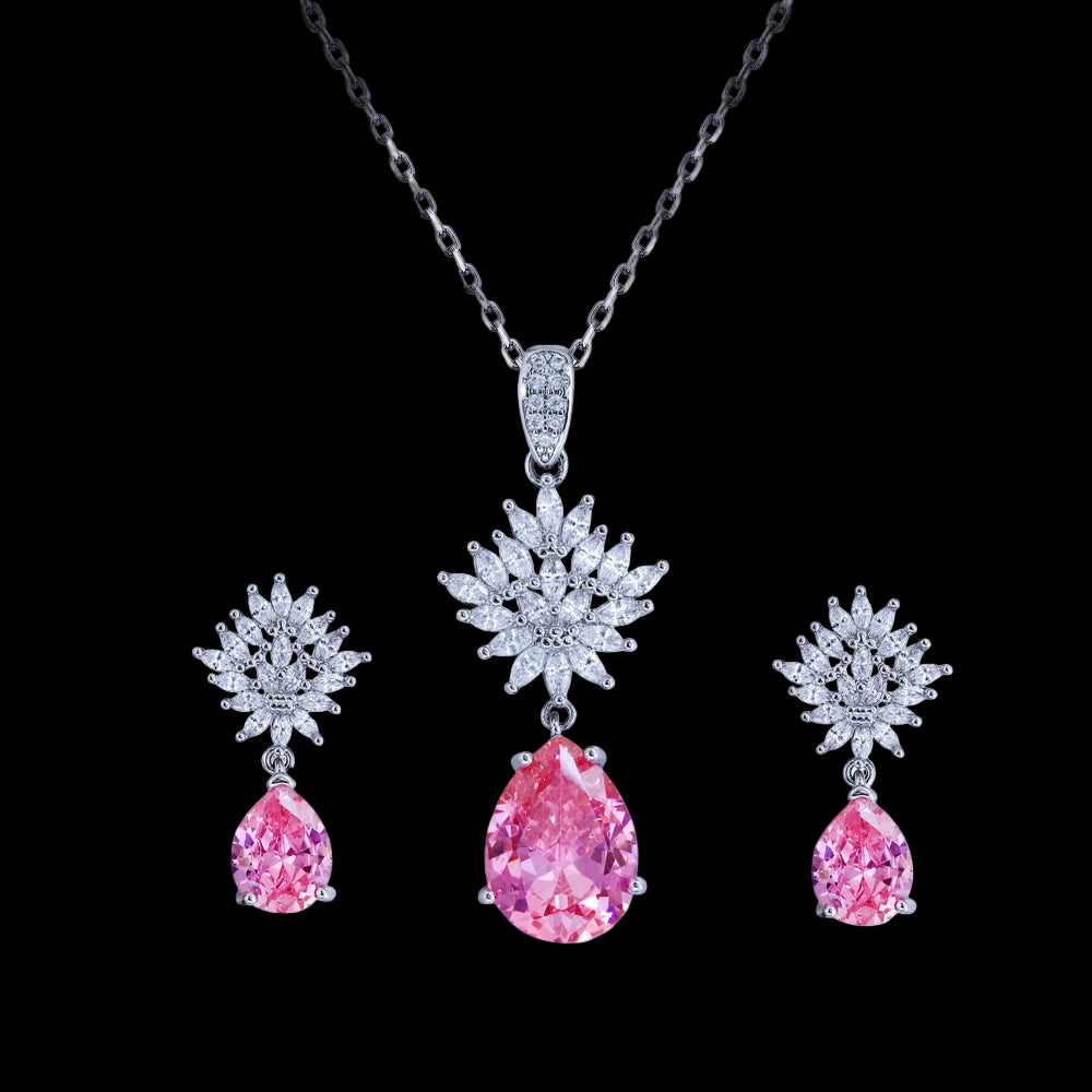 Pear Cut Cubic Zircon Pendant Set