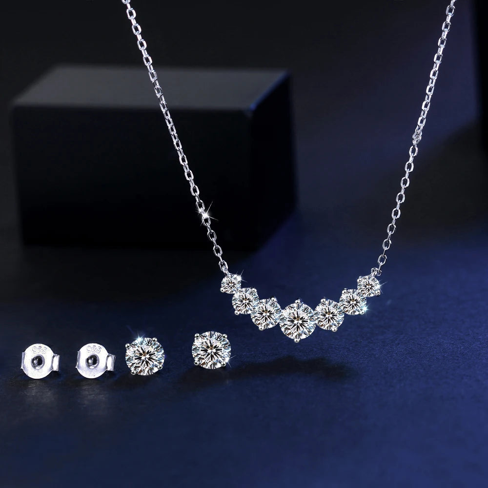 S925 Silver U shaped Zircon Pendant Set