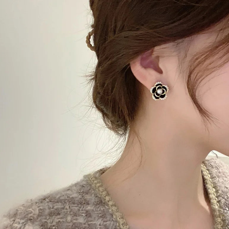 Korean Fashion Camellia Stud Earrings
