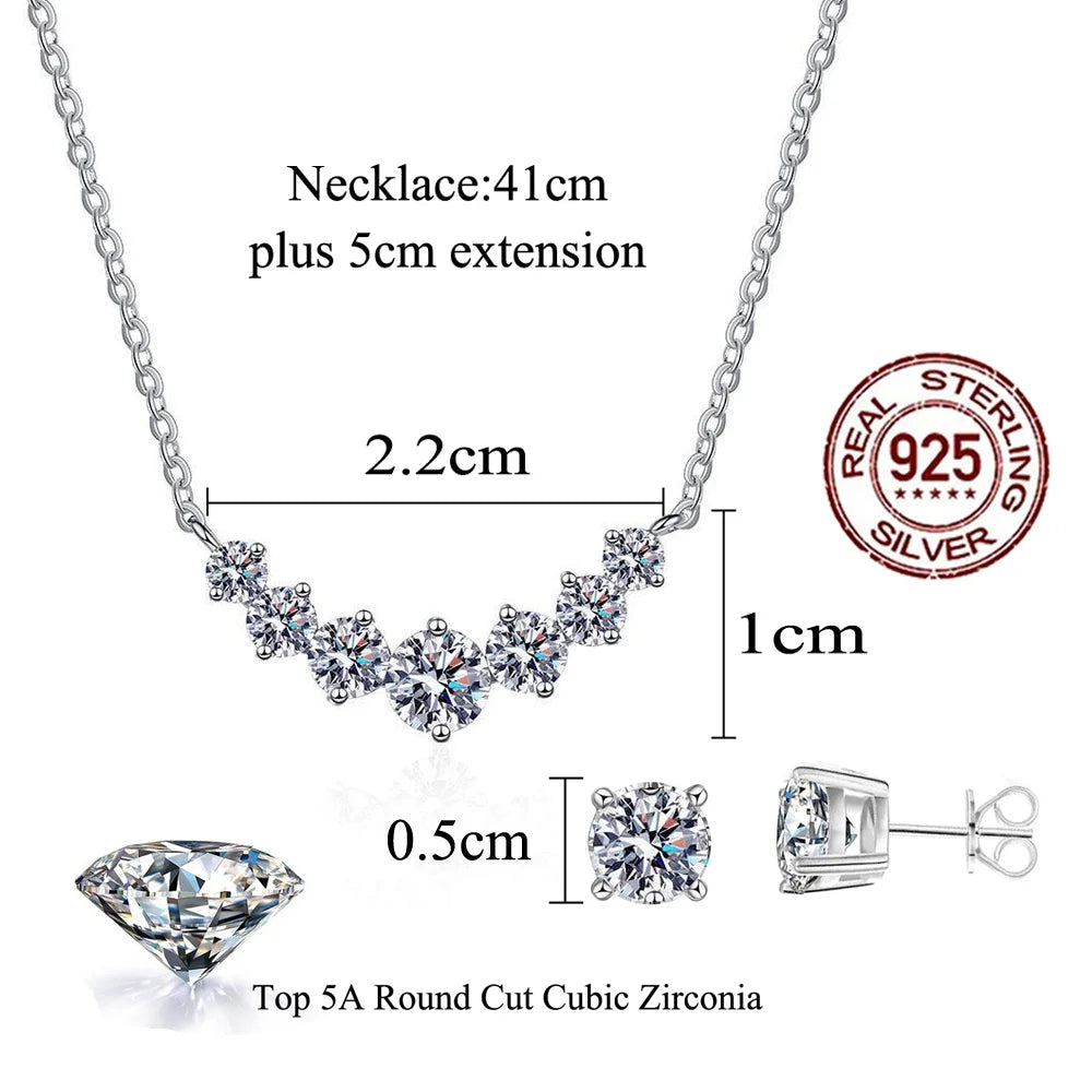 S925 Silver U shaped Zircon Pendant Set