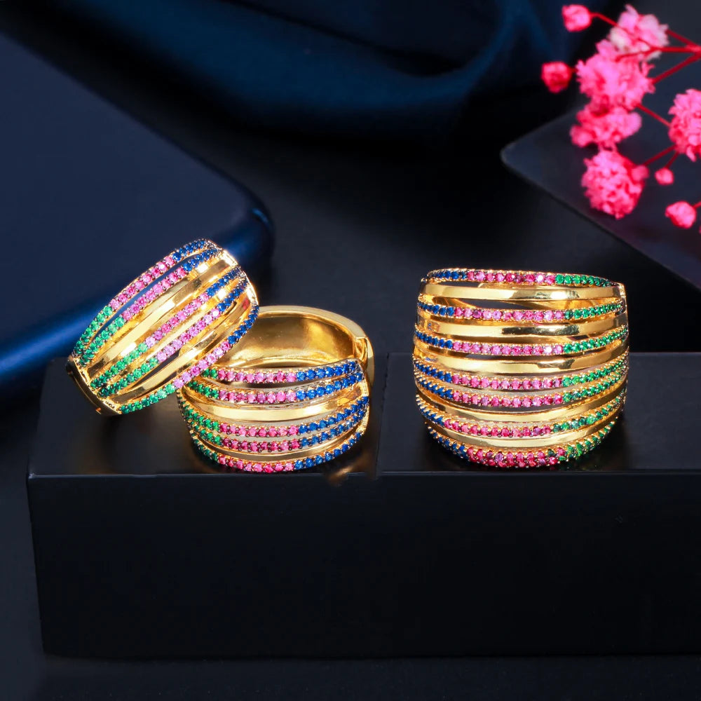 Multicolor Earrings and Ring