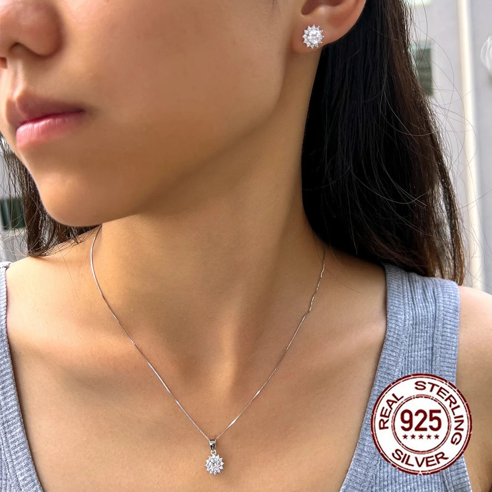 Elegant S925 Sterling Silver Pedant Set