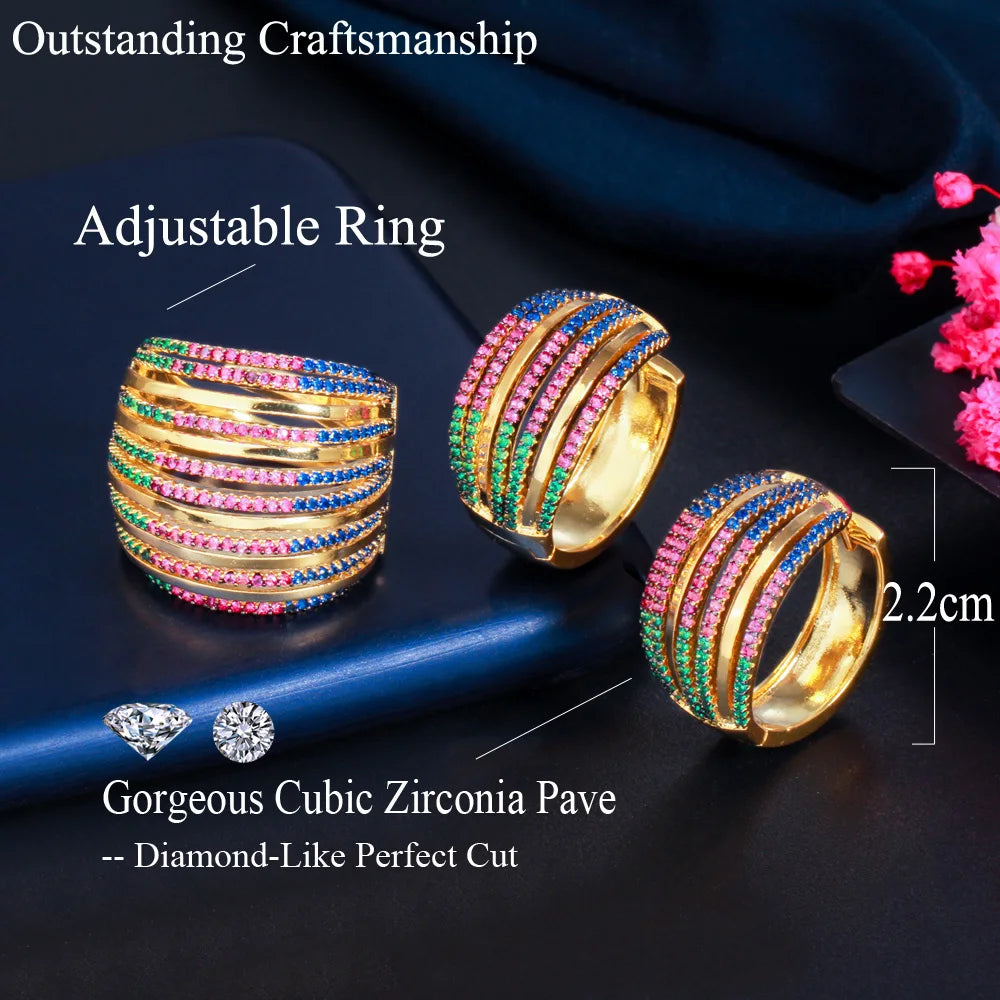Multicolor Earrings and Ring