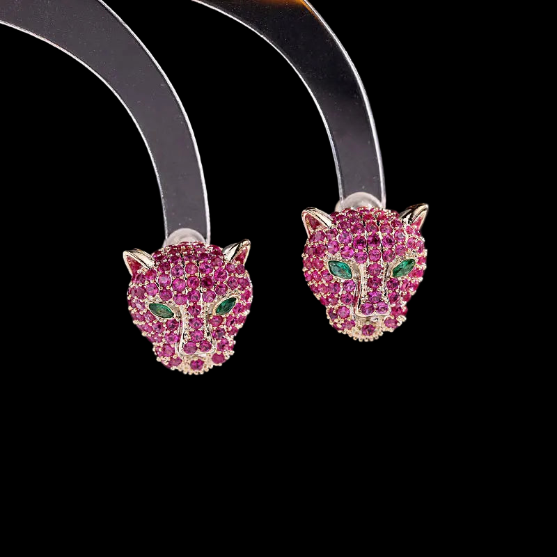 Custom Gemstone Leopard Earrings