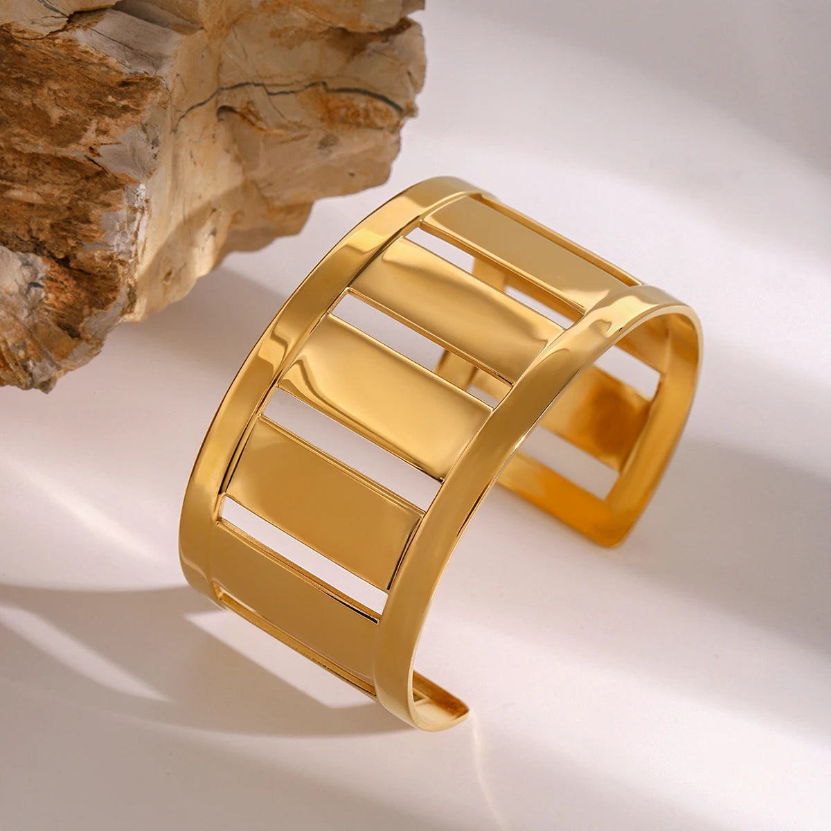 Geometric Chunky Simple Cuff Bracelet