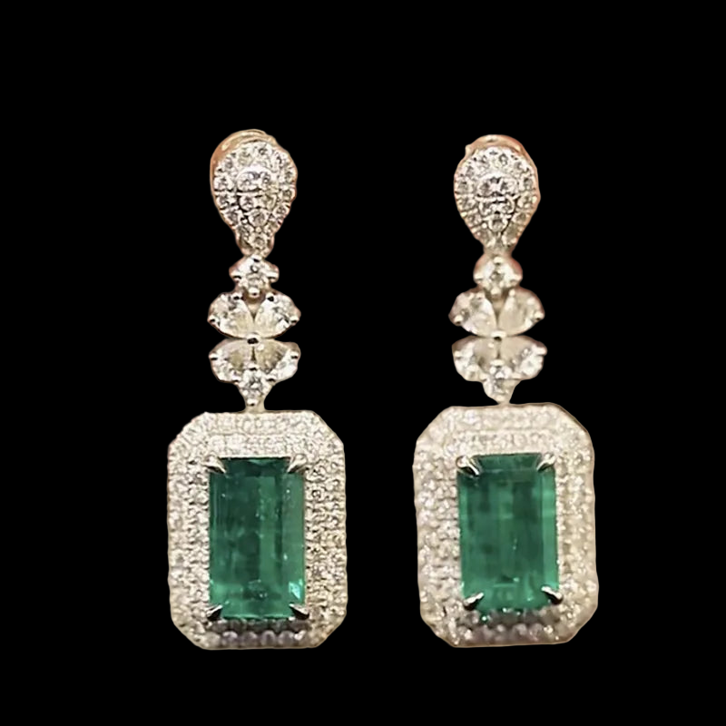 Emerald Zircon Hanging Earrings