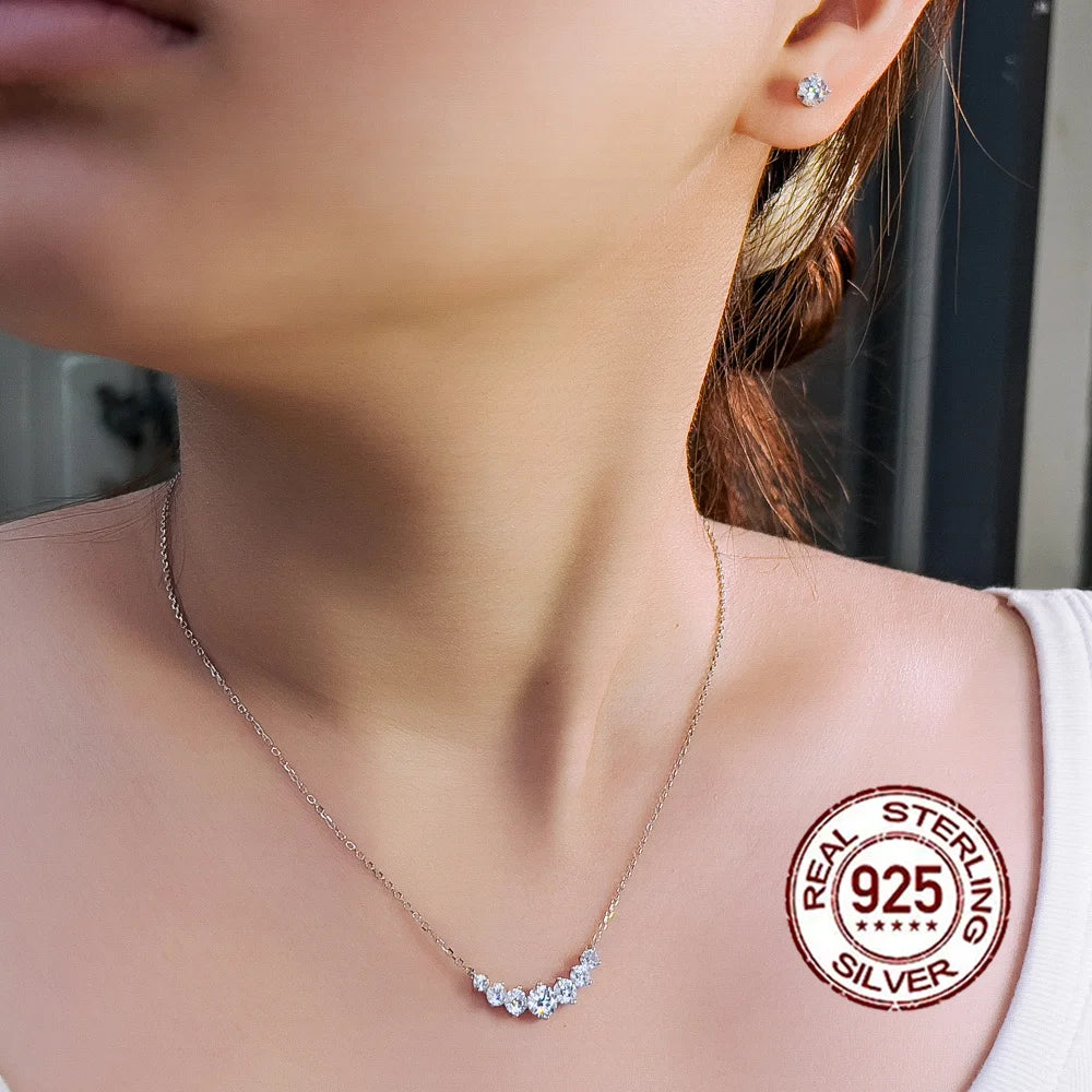 S925 Silver U shaped Zircon Pendant Set