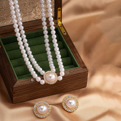 Boho Faux Pearl Zircon Set