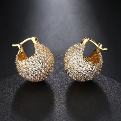 Synthetic Zirconia Spherical Earrings