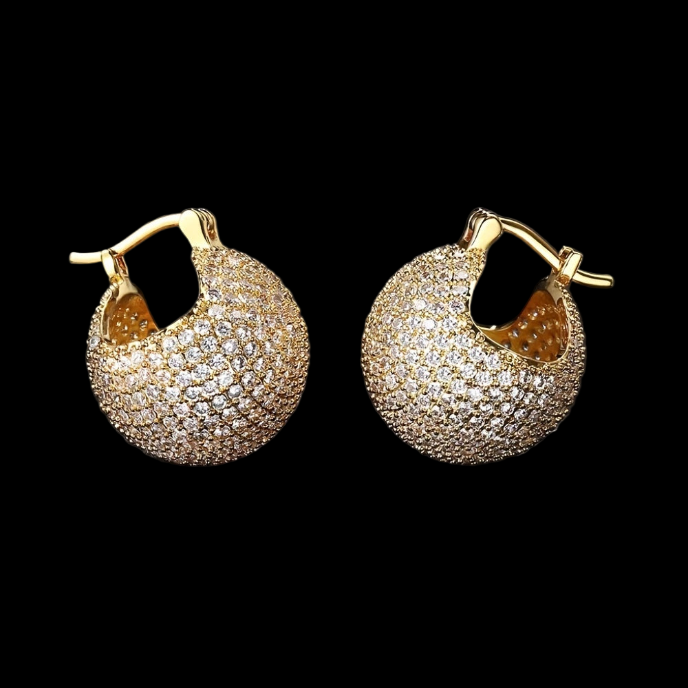 Synthetic Zirconia Spherical Earrings