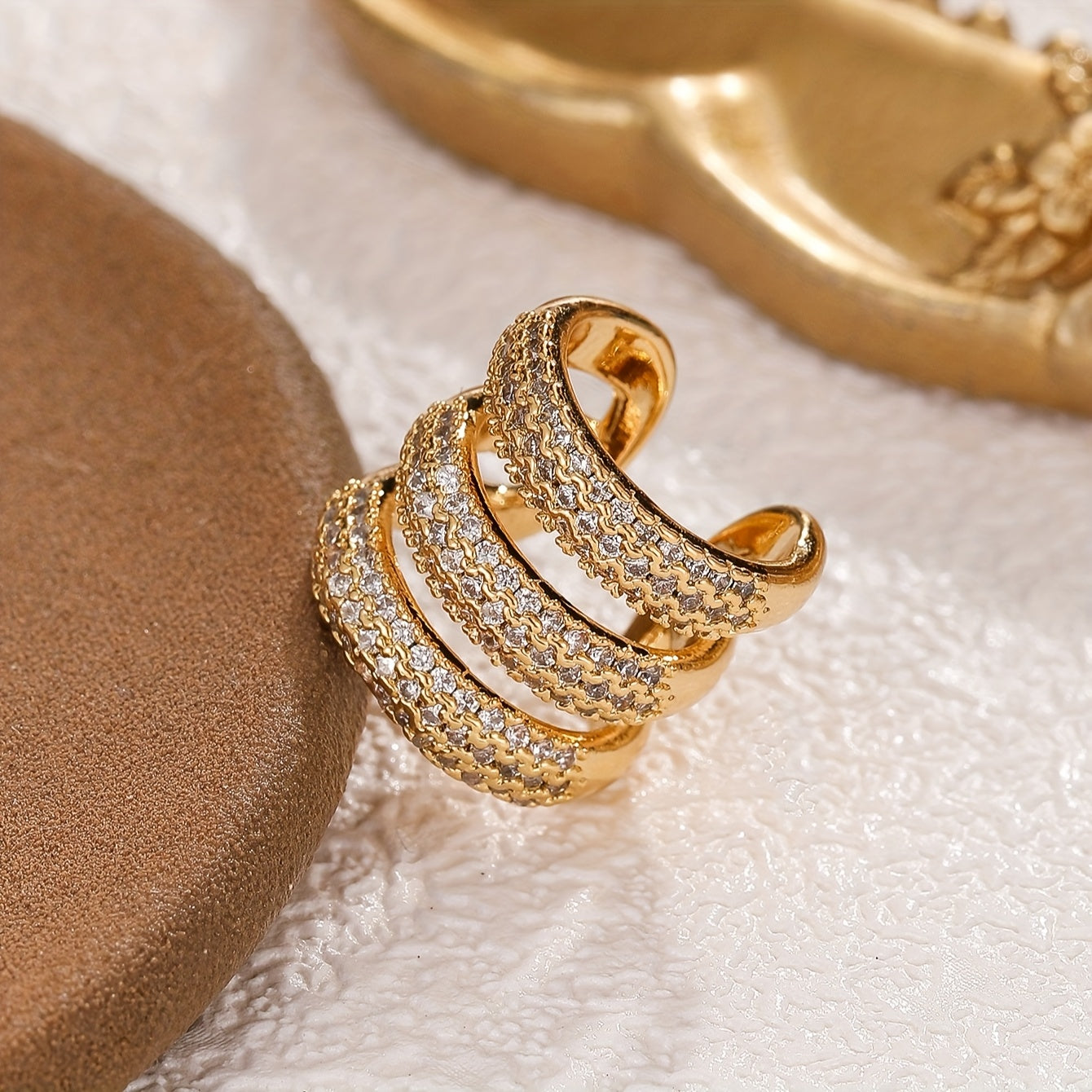 1pc Three-layer Full Rhinestone Hollow Earring Clip