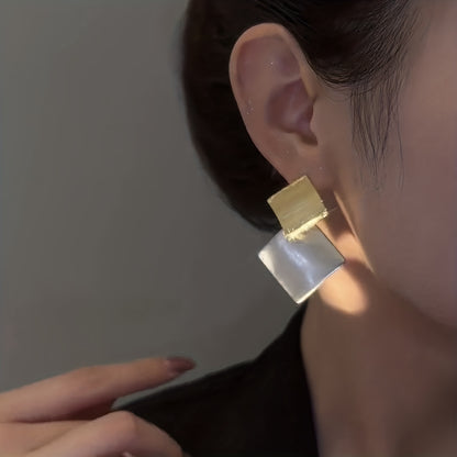 Silver N Gold Rhombus Earrings