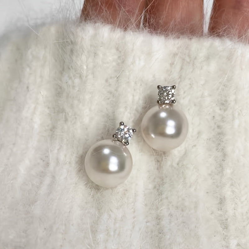 Vintage Pearl Rhinestone Earrings