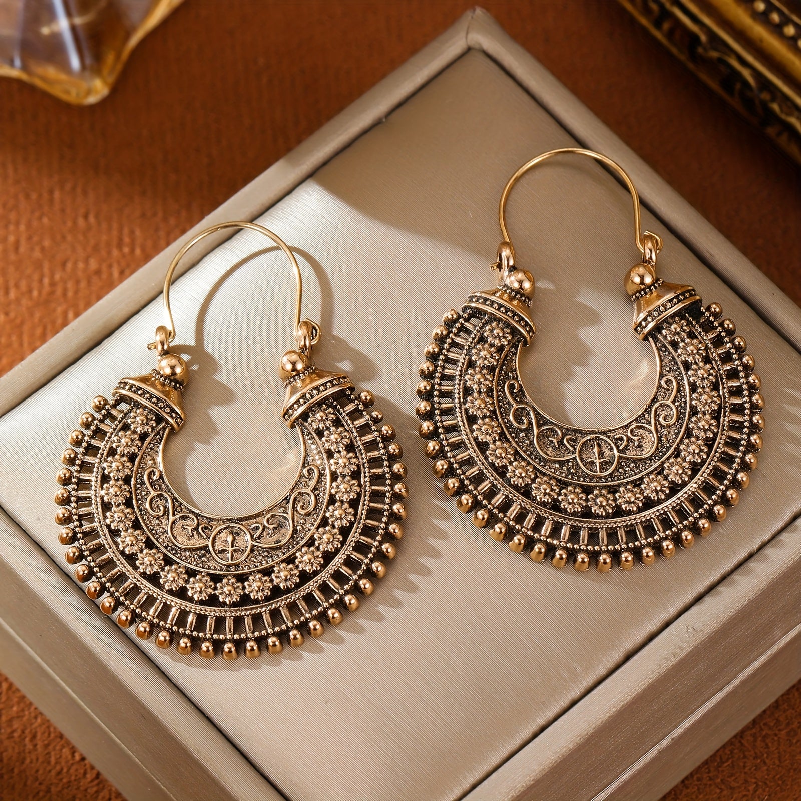 Bronze Bohemian Ethnic Minimalist Hoop Earrings