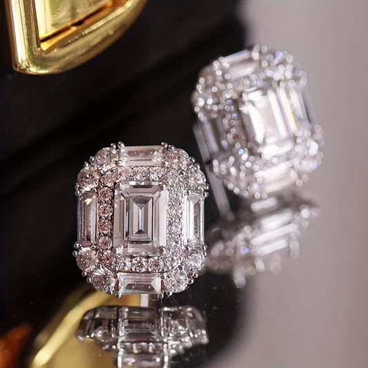 Elegant Rectangular Zirconia Earrings