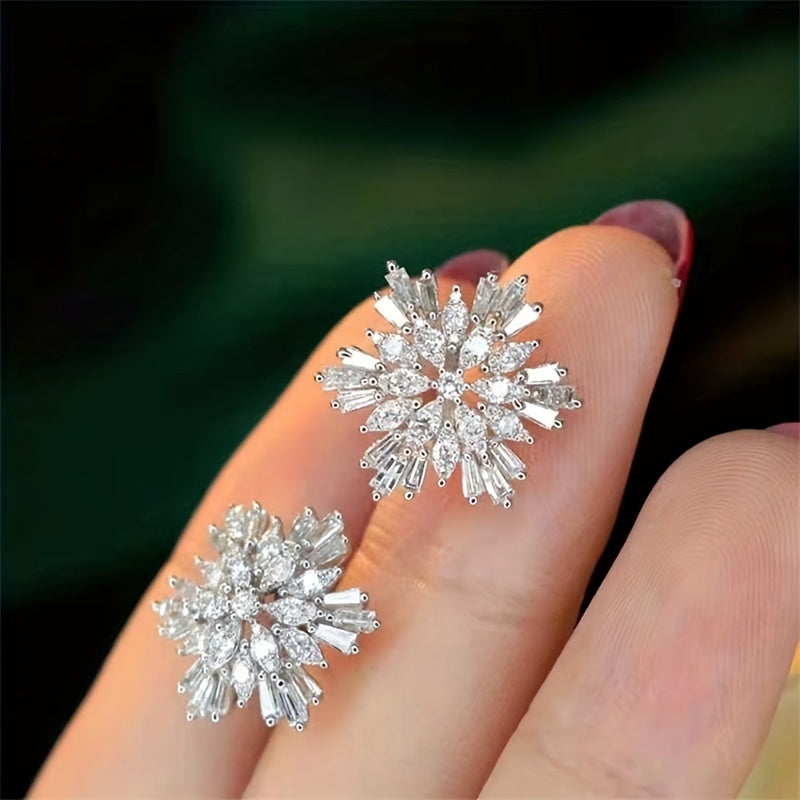 Zircon Snowflake Stud Earrings