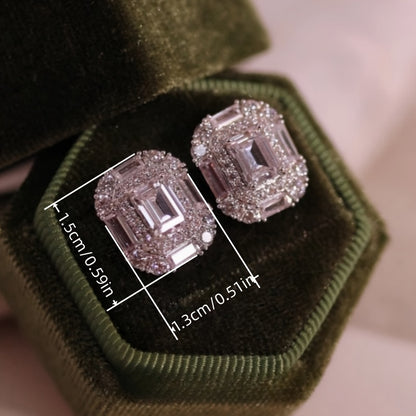 Elegant Rectangular Zirconia Earrings
