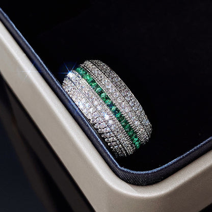 Double Color zircon Wide Band Ring