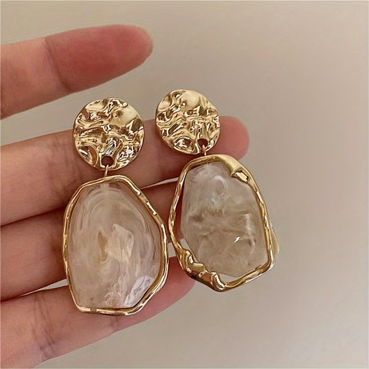 Vintage Elegant Irregular Geometric Resin Dangle Earrings