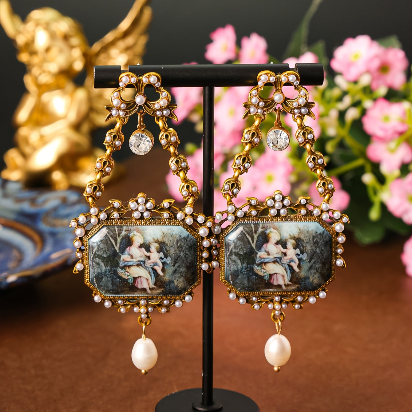 Vintage-Style Oil Painting Design Earrings