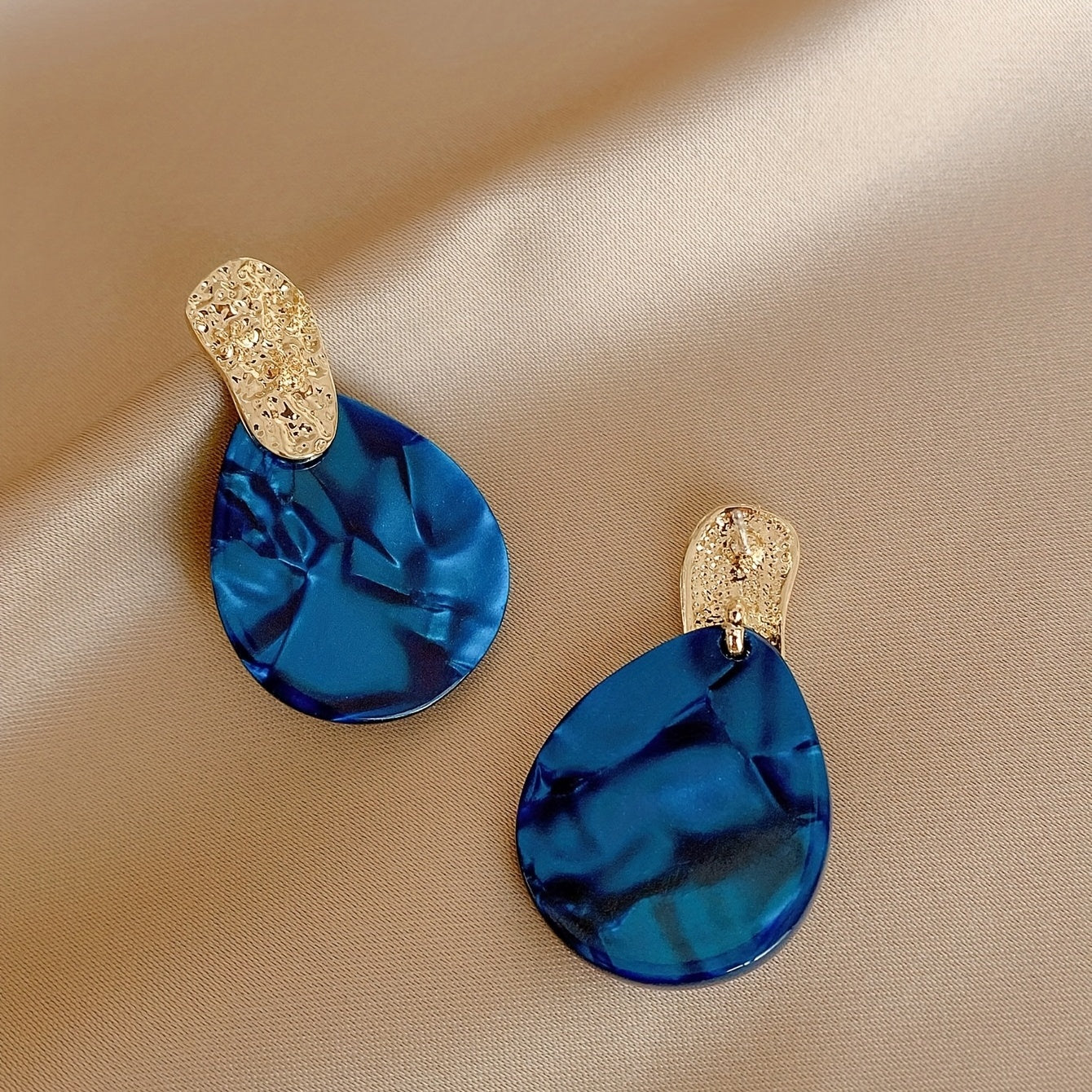 Blue Teardrop Shape Stud Earrings