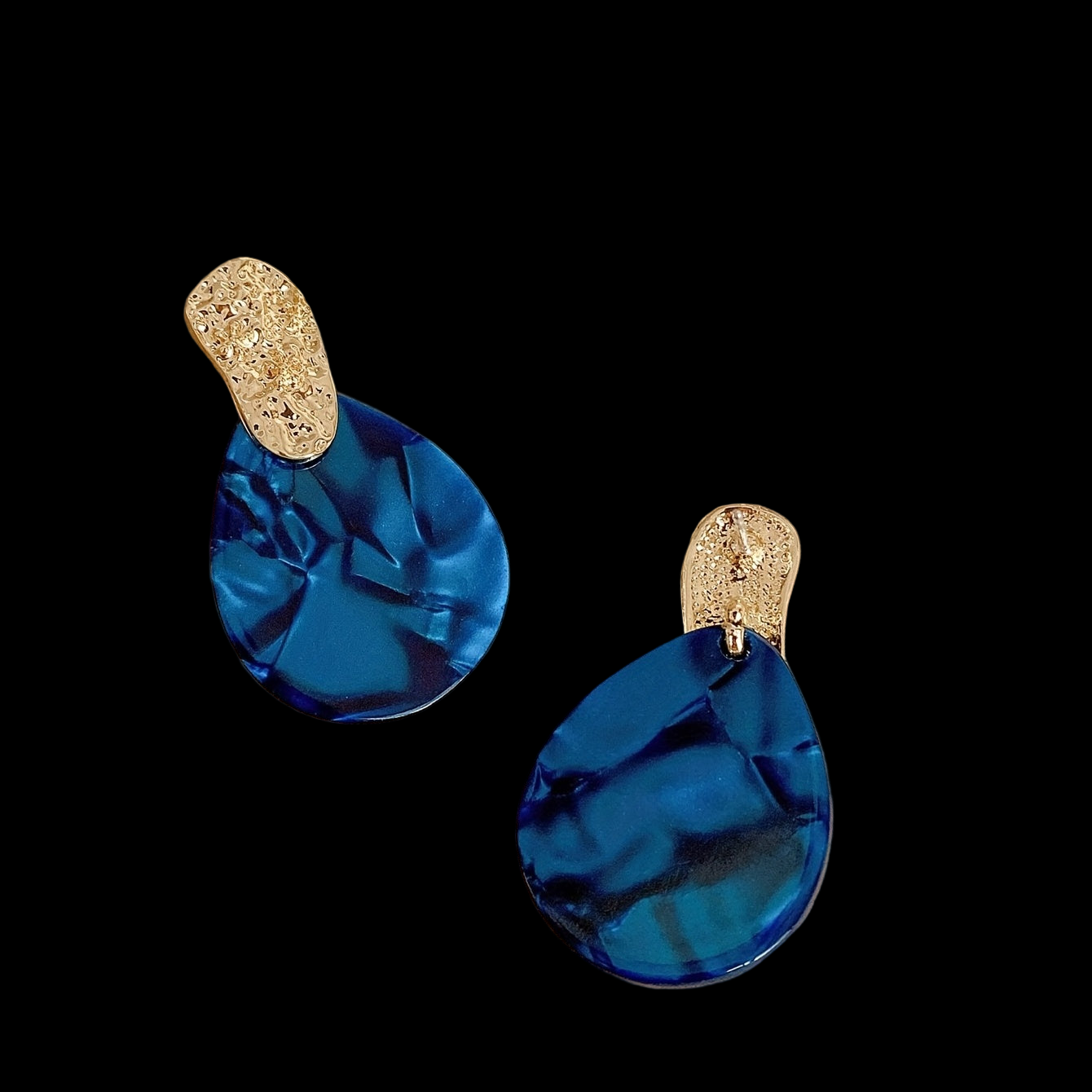 Blue Teardrop Shape Stud Earrings